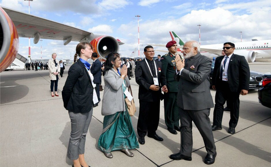Modi left Hamburg on Saturday evening at 7.30 pm., following the completion of the two-day G20 summit. PTI Modi left Hamburg on Saturday evening at 7.30 pm., following the completion of the two-day G20 summit. PTI