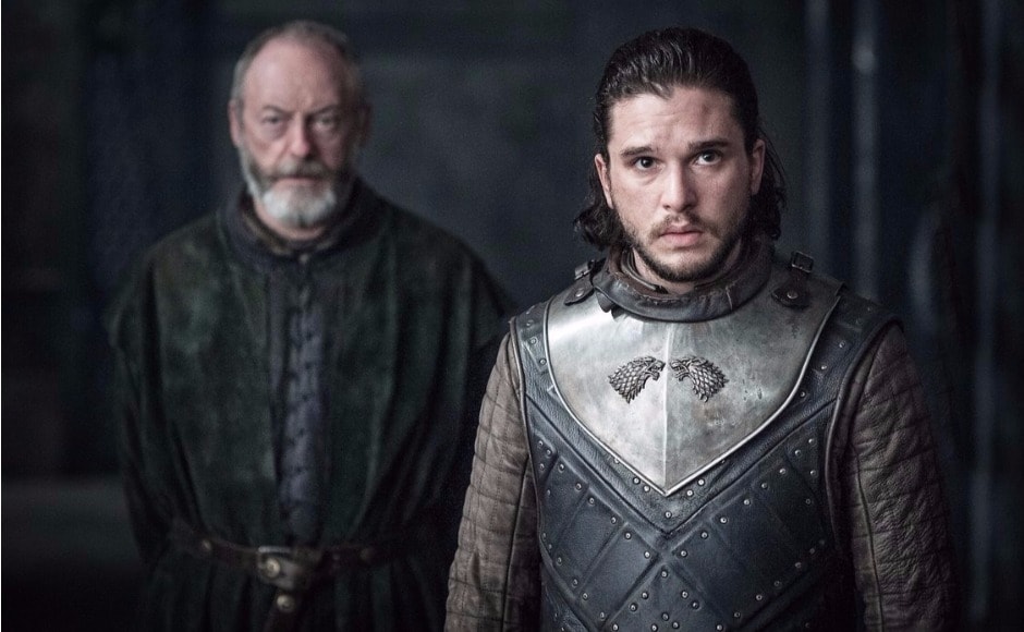 The moment fans have been waiting for! Jon sets eyes on Dany for the first time — and his expression says...well, what does it say exactly? Image via HBO The moment fans have been waiting for! Jon sets eyes on Dany for the first time — and his expression says...well, what does it say exactly? Image via HBO