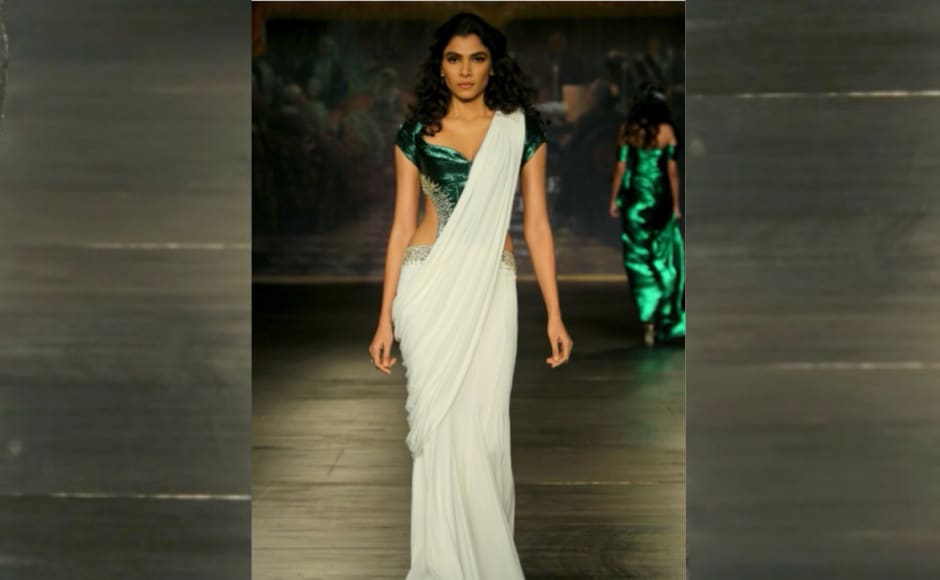 There were lehengas, evening dresses, cocktail saris, evening gowns, crop tops and ball skirts. Image from<em> News 18</em>. There were lehengas, evening dresses, cocktail saris, evening gowns, crop tops and ball skirts. Image from<em> News 18</em>.