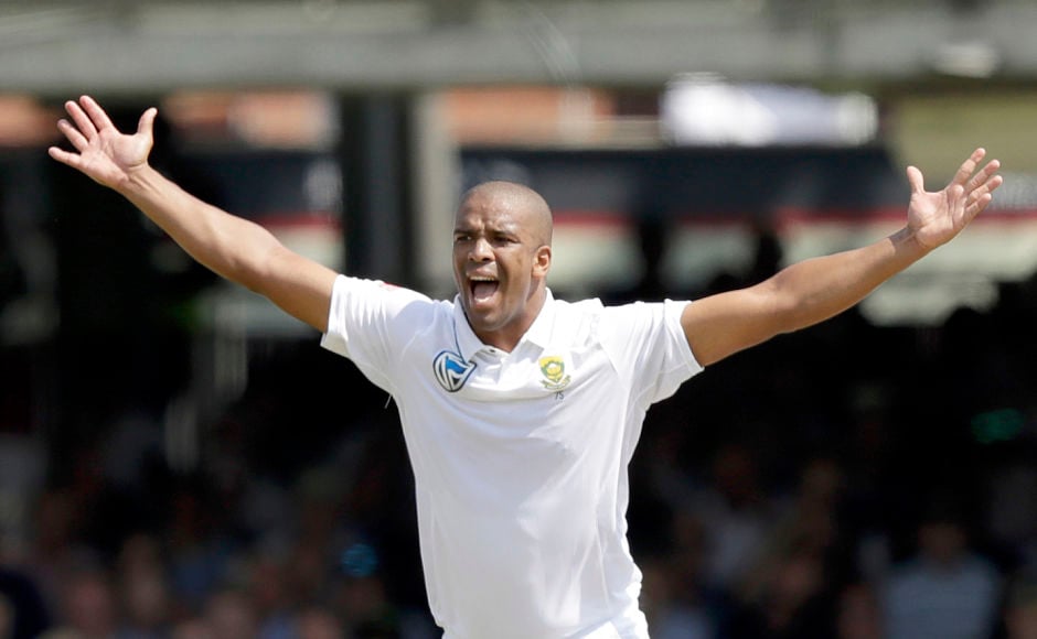 South African spearhead Vernon Philander troubled the England batsmen with his pace and swing. AP South African spearhead Vernon Philander troubled the England batsmen with his pace and swing. AP