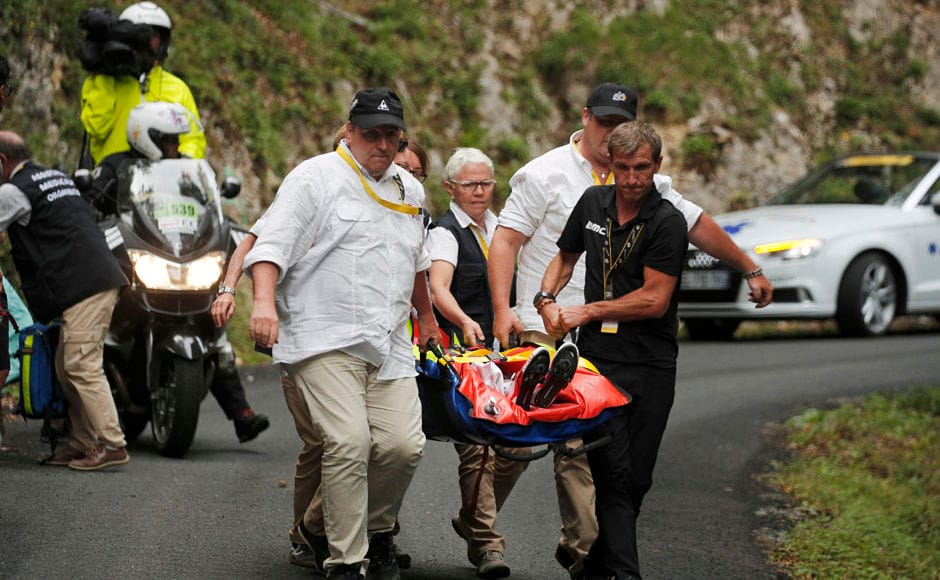 Australia's Richie Porte is carried to an ambulance. Porte, said to be out of danger, has been ruled out of Tour de France. AP Australia's Richie Porte is carried to an ambulance. Porte, said to be out of danger, has been ruled out of Tour de France. AP
