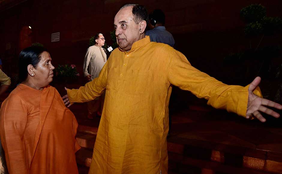 Subramanian Swamy, a bitter critic of GST-Network – the IT provider for the new indirect tax regime — was also present at the launch event. He had called the GSTN a “a shady organisation” and said it was a “grave security” issue. In this image Swamy is seen in conversation with Minister of Water Resources Uma Bharti. PTI Subramanian Swamy, a bitter critic of GST-Network – the IT provider for the new indirect tax regime — was also present at the launch event. He had called the GSTN a “a shady organisation” and said it was a “grave security” issue. In this image Swamy is seen in conversation with Minister of Water Resources Uma Bharti. PTI