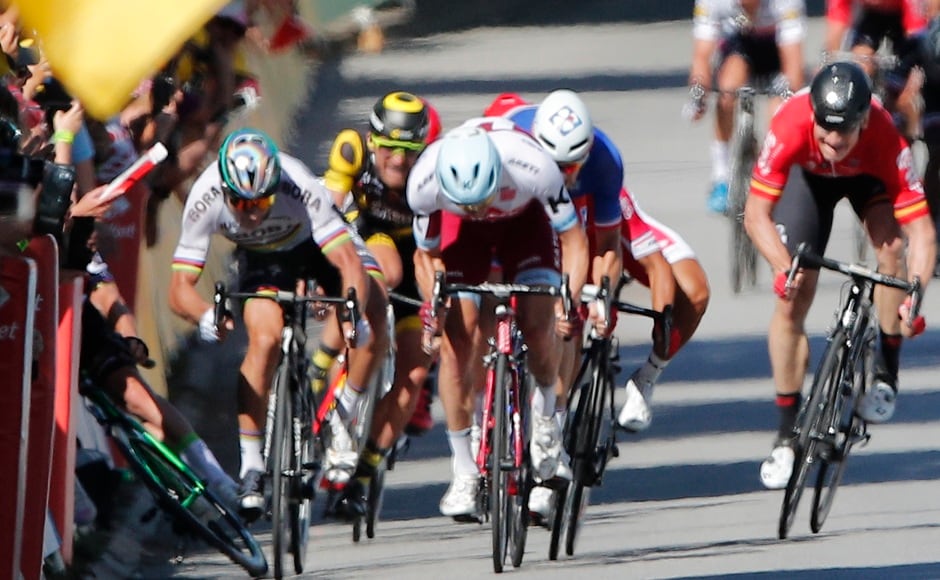 Peter Sagan speeds past leaving Mark Cavendish on the ground. AP Peter Sagan speeds past leaving Mark Cavendish on the ground. AP