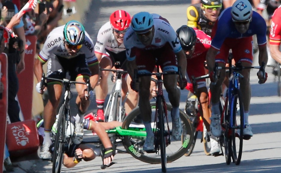 Peter Sagan's act eventually saw him thrown out of the race. AP Peter Sagan's act eventually saw him thrown out of the race. AP
