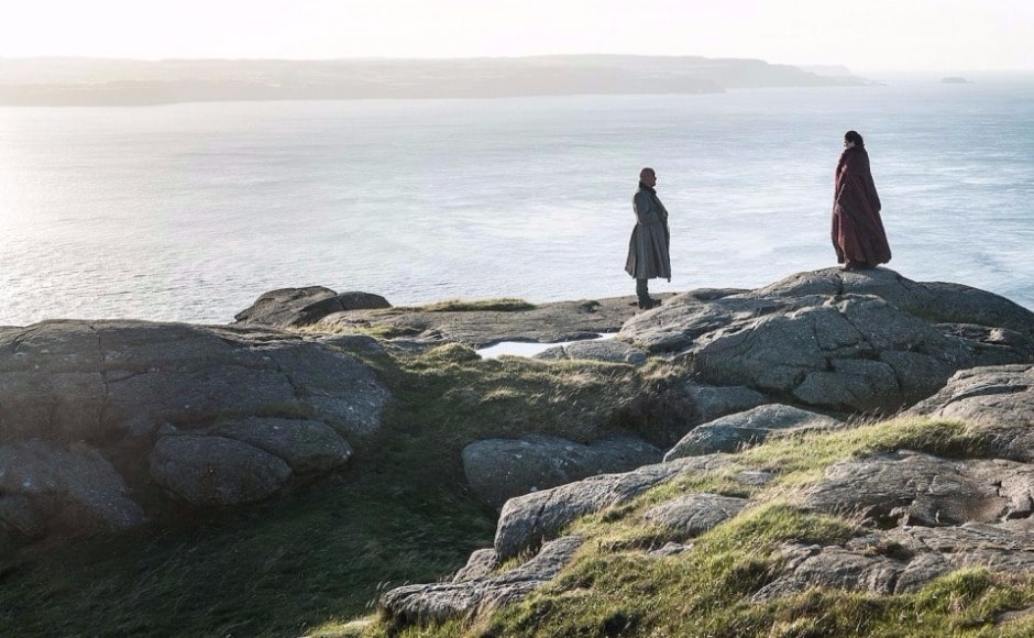 Meanwhile, Varys and Melisandre are having their own little meeting in a secluded corner of Dragonstone. Image via HBO Meanwhile, Varys and Melisandre are having their own little meeting in a secluded corner of Dragonstone. Image via HBO