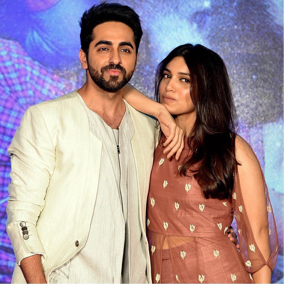 Ayushmann Khurrana and Bhumi Pednekar pose for a photograph during a promotional event for the forthcoming Hindi film 'Shubh Mangal Saavdhan' directed by RS Prasanna in Mumbai on 1 August, 2017, / AFP PHOTO / STR Ayushmann Khurrana and Bhumi Pednekar pose for a photograph during a promotional event for the forthcoming Hindi film 'Shubh Mangal Saavdhan' directed by RS Prasanna in Mumbai on 1 August, 2017, / AFP PHOTO / STR