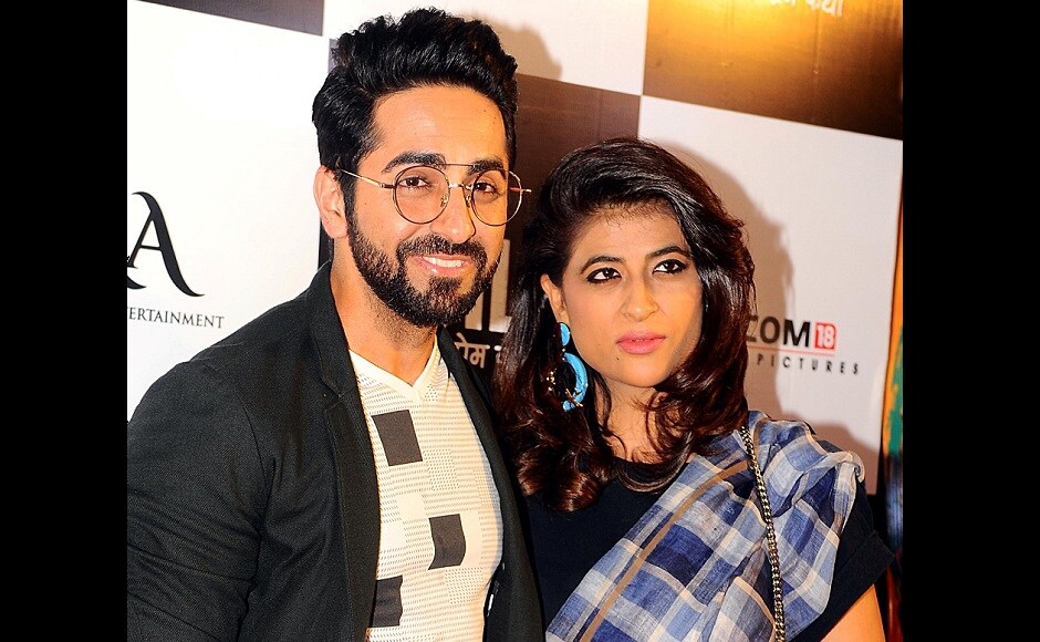 Ayushmann Khurrana (L) and his wife Tahira Kashyap at a Mumbai screening of Toilet: Ek Prem Katha. AFP PHOTO Ayushmann Khurrana (L) and his wife Tahira Kashyap at a Mumbai screening of Toilet: Ek Prem Katha. AFP PHOTO