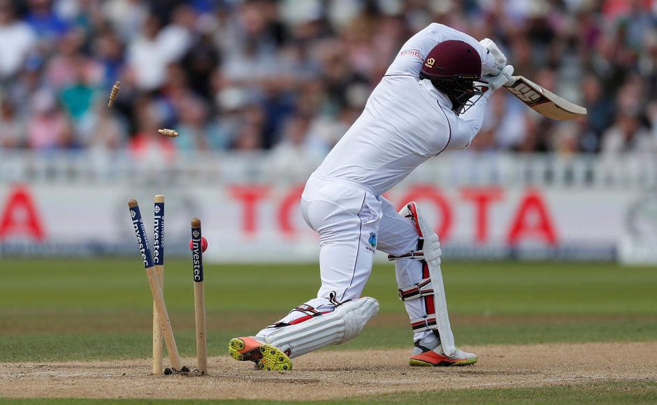 Shai Hope himself couldn't do much to help his team as he was bowled out by England's Toby Roland-Jones shortly afterwards. Reuters Shai Hope himself couldn't do much to help his team as he was bowled out by England's Toby Roland-Jones shortly afterwards. Reuters