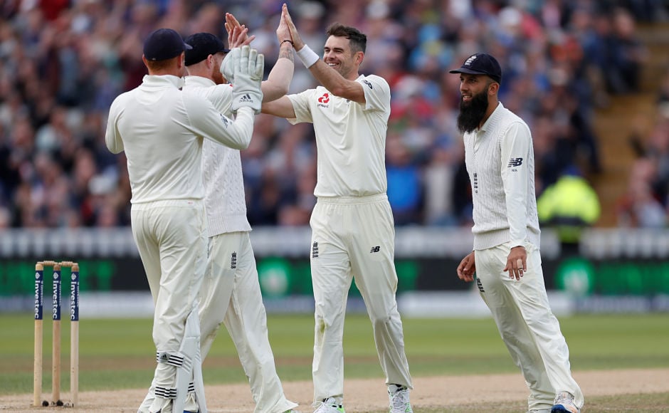 The veteran James Anderson broke the opening stand in the second innings by taking the wicket of Kieran Powell. Reuters The veteran James Anderson broke the opening stand in the second innings by taking the wicket of Kieran Powell. Reuters
