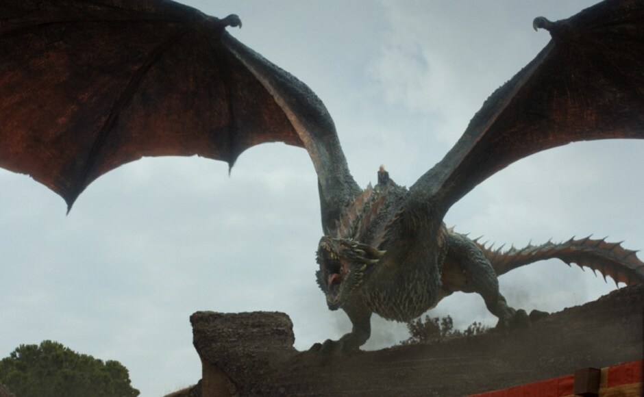Daenerys atop her dragon in a still from the finale of Game of Thrones season 7. Image via HBO Daenerys atop her dragon in a still from the finale of Game of Thrones season 7. Image via HBO
