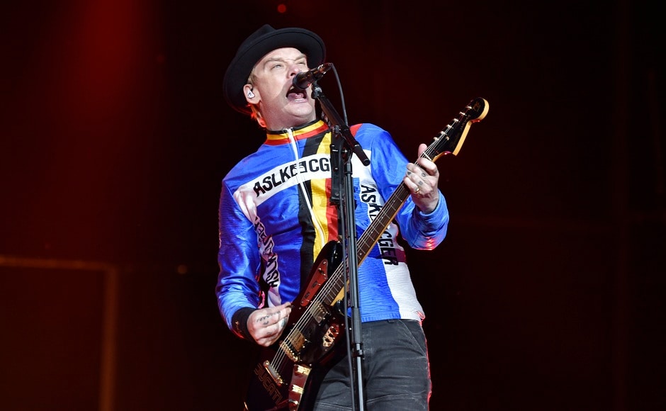 Matt Skiba of Blink 182 performing to a packed audience at Lollapalooza music fest in Chicago. Matt Skiba of Blink 182 performing to a packed audience at Lollapalooza music fest in Chicago.