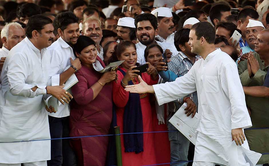 Rahul Gandhi interacts with party supporters after paying his tributes. Rajiv Gandhi would have been 73 on this day, but was was assassinated on 21 May, 1991. PTI Rahul Gandhi interacts with party supporters after paying his tributes. Rajiv Gandhi would have been 73 on this day, but was was assassinated on 21 May, 1991. PTI