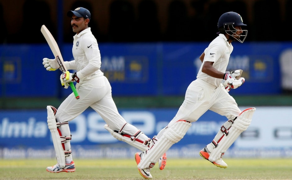 India's Wriddhiman Saha and Ravindra Jadeja forged a solid 72-run stand for the 8th wicket. The partnership helped India reach the 600-run mark. Reuters India's Wriddhiman Saha and Ravindra Jadeja forged a solid 72-run stand for the 8th wicket. The partnership helped India reach the 600-run mark. Reuters