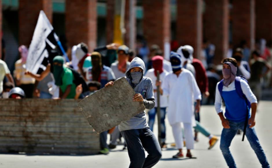 The clash between the protesters and armed forces in Nowhatta area of Downtown Srinagar took place after the weekly congregational prayers at Jamia Masjid. AP The clash between the protesters and armed forces in Nowhatta area of Downtown Srinagar took place after the weekly congregational prayers at Jamia Masjid. AP
