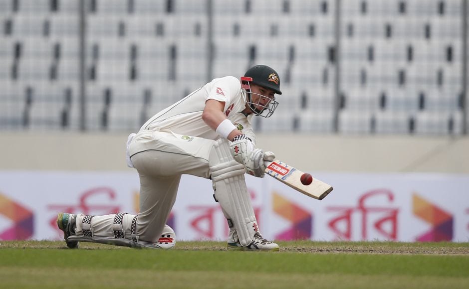 Matt Renshaw survived almost two sessions, facing 94 balls for his 45 runs while Australia lost five wickets, until he edged to Soumya Sarkar at slip. AP Matt Renshaw survived almost two sessions, facing 94 balls for his 45 runs while Australia lost five wickets, until he edged to Soumya Sarkar at slip. AP