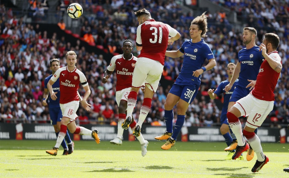 Arsenal's Sead Kolasinac scores his sides first goal. AP Arsenal's Sead Kolasinac scores his sides first goal. AP