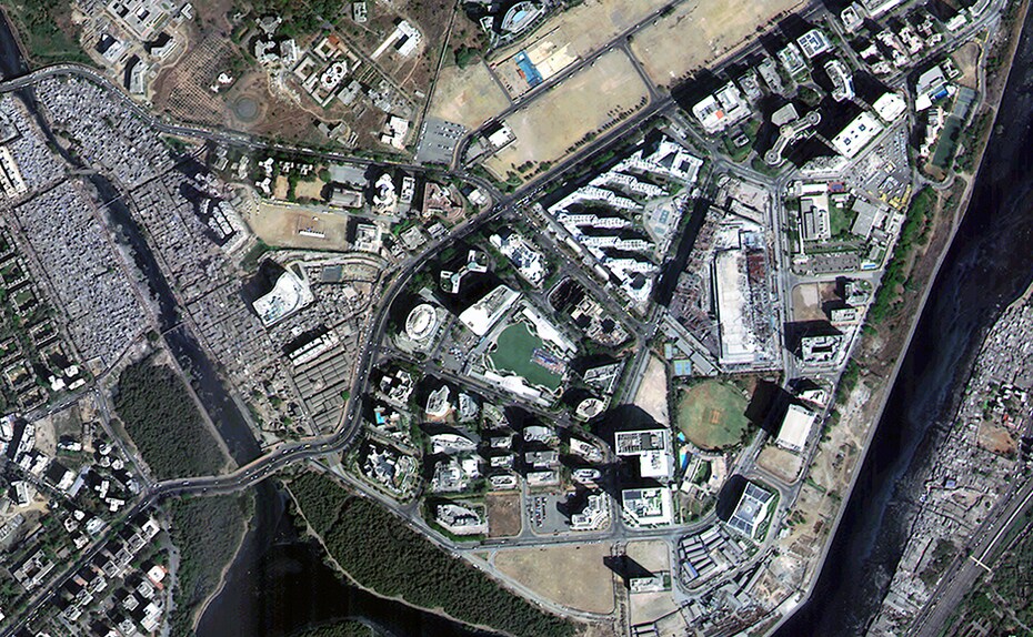 BKC in Mumbai and the Mithi river imaged by the CartoSat 2 series satellite. Image: ISRO BKC in Mumbai and the Mithi river imaged by the CartoSat 2 series satellite. Image: ISRO
