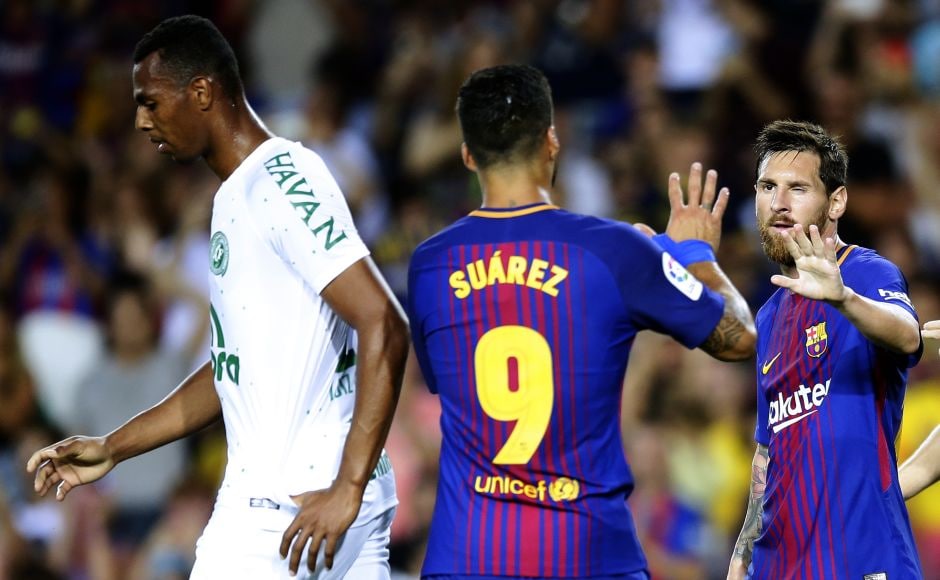 Luis Suarez and Denis Suarez scored in the second half to make it 5-0 for Barcelona. AP Luis Suarez and Denis Suarez scored in the second half to make it 5-0 for Barcelona. AP