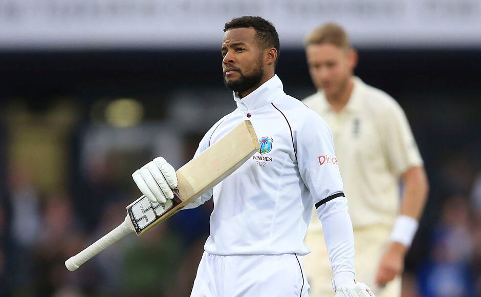 Windies batsman Shai Hope celebrates after slamming his second century of the match. He also became the first batsman to hit two tons in a Test at Headingley. AP Windies batsman Shai Hope celebrates after slamming his second century of the match. He also became the first batsman to hit two tons in a Test at Headingley. AP