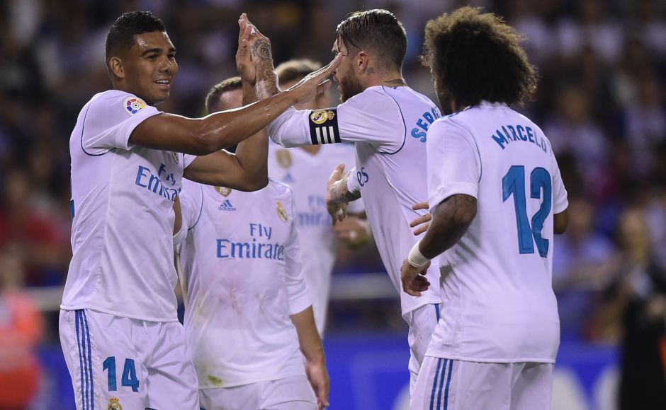 Meanwhile, Real Madrid won 3-0 against Deportivo de la Coruna but saw captain Sergio Ramos dismissed late in the match. AFP Meanwhile, Real Madrid won 3-0 against Deportivo de la Coruna but saw captain Sergio Ramos dismissed late in the match. AFP