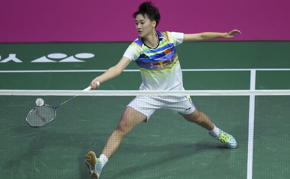 Chen Yufei, the world junior champion, dropped the opening game 14-21 but battled back to win the next two 21-16, 21-12 to beat Thailand’s Ratchanok Intanon. She will face PV Sindhu in the semi-final. AFP Chen Yufei, the world junior champion, dropped the opening game 14-21 but battled back to win the next two 21-16, 21-12 to beat Thailand’s Ratchanok Intanon. She will face PV Sindhu in the semi-final. AFP