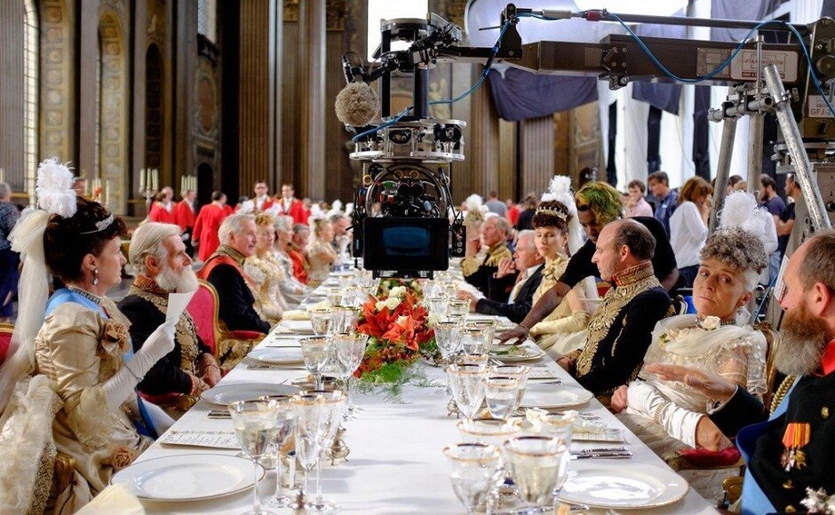 A behind-the-scenes photograph from Victoria and Abdul. Image from Twitter A behind-the-scenes photograph from Victoria and Abdul. Image from Twitter