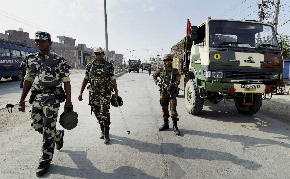 Army personnel are seen taking positions after deployment in Sirsa. An uneasy calm prevailed in Punjab and Haryana after incidents of violence on Friday left 30 people dead following the Dera Sacha Sauda chief Gurmeet Ram Rahim Singh's conviction in a rape case. No incidents of violence were reported on Saturday. PTI Army personnel are seen taking positions after deployment in Sirsa. An uneasy calm prevailed in Punjab and Haryana after incidents of violence on Friday left 30 people dead following the Dera Sacha Sauda chief Gurmeet Ram Rahim Singh's conviction in a rape case. No incidents of violence were reported on Saturday. PTI