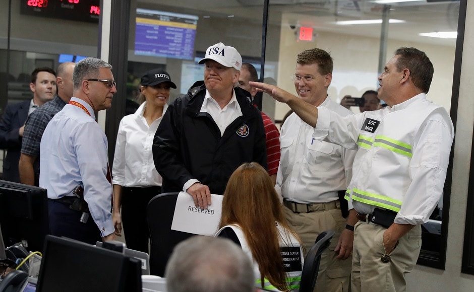 Trump, who attended security briefings on the hurricane with First Lady Melania Trump, said that he wanted the relief effort to stand as an example of how to respond to a storm. AP Trump, who attended security briefings on the hurricane with First Lady Melania Trump, said that he wanted the relief effort to stand as an example of how to respond to a storm. AP
