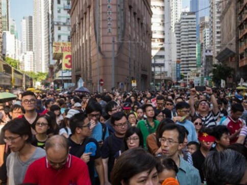 Thousands protest in Hong Kong against jail sentence of three pro-democracy activists Thousands protest in Hong Kong against jail sentence of three pro-democracy activists
