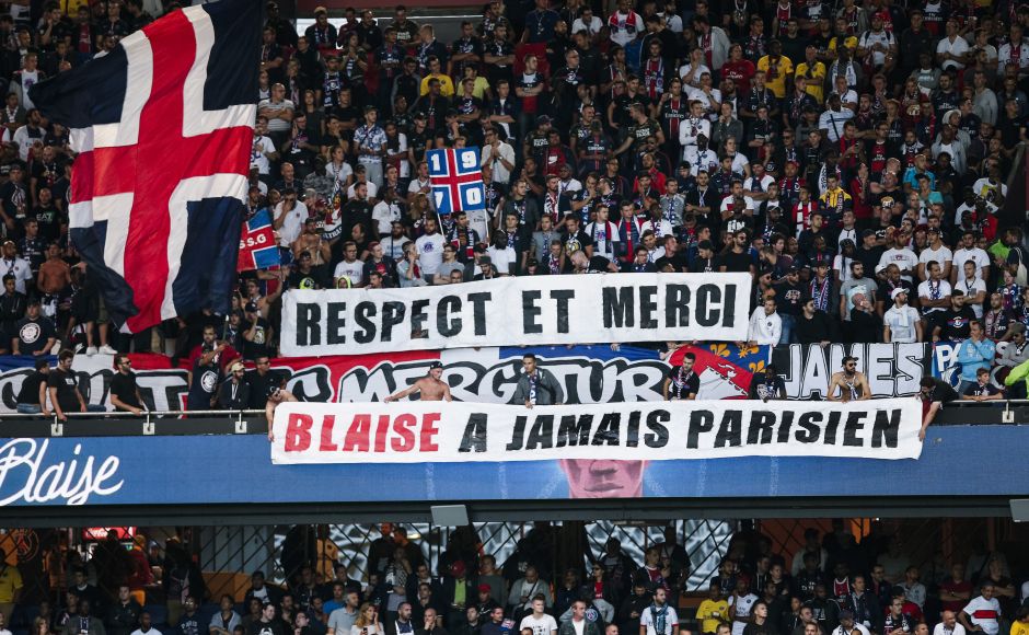 PSG supporters holds a banner reading "Respect and thank you. Blaise forever Parisian" during the match between PSG and Toulouse at the Parc des Princes stadium. Blaise Matuidi joined Juventus in £18m deal after a six-year spell with Paris Saint-Germain. AP PSG supporters holds a banner reading "Respect and thank you. Blaise forever Parisian" during the match between PSG and Toulouse at the Parc des Princes stadium. Blaise Matuidi joined Juventus in £18m deal after a six-year spell with Paris Saint-Germain. AP