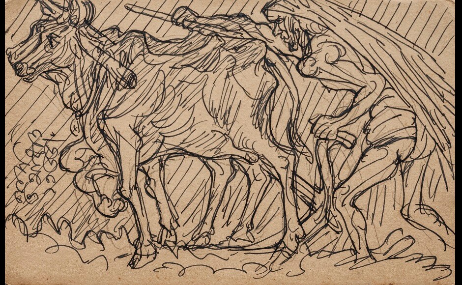 Nandalal Bose, Untitled (front). From Akar Prakar's Synchrome — Masters Nandalal Bose, Untitled (front). From Akar Prakar's Synchrome — Masters