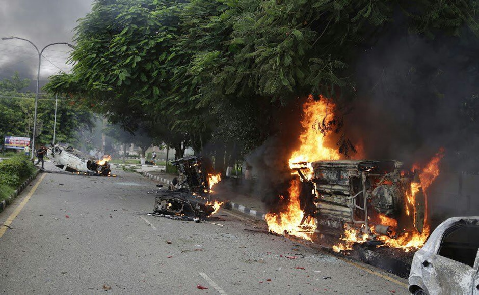 Nearly 200 people have been injured in the violence in Panchkula, Haryana. Buses, railway stations, fire engines and petrol pumps were set on fire by Dera Sacha Sauda supporters. Saurabh Sharma/ Firstpost Nearly 200 people have been injured in the violence in Panchkula, Haryana. Buses, railway stations, fire engines and petrol pumps were set on fire by Dera Sacha Sauda supporters. Saurabh Sharma/ Firstpost