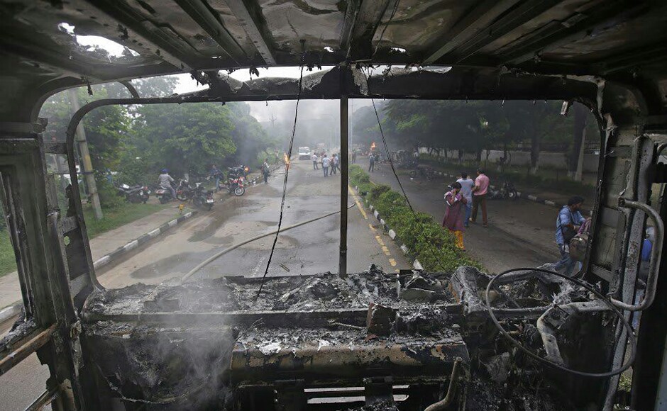 The inside of a burnt vehicle in Panchkula. The Dera Sacha Sauda described the special CBI court's verdict against its guru, Gurmeet Ram Rahim Singh as unjust, and said it would appeal against it. Saurabh Sharma/ Firstpost The inside of a burnt vehicle in Panchkula. The Dera Sacha Sauda described the special CBI court's verdict against its guru, Gurmeet Ram Rahim Singh as unjust, and said it would appeal against it. Saurabh Sharma/ Firstpost