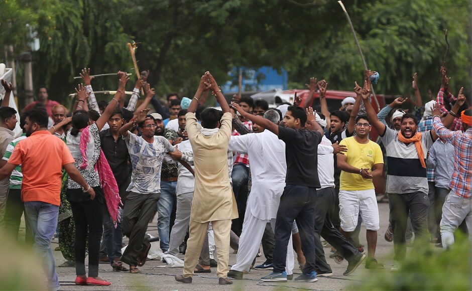 Dera followers, who had gathered in strength over the past four days in Panchkula, went berserk on Friday, after which police lobbed tear gas shells, resorted to lathicharge and fired in the air to control the mob. Six army columns were also deployed in Panchkula to control the violence. AP Dera followers, who had gathered in strength over the past four days in Panchkula, went berserk on Friday, after which police lobbed tear gas shells, resorted to lathicharge and fired in the air to control the mob. Six army columns were also deployed in Panchkula to control the violence. AP