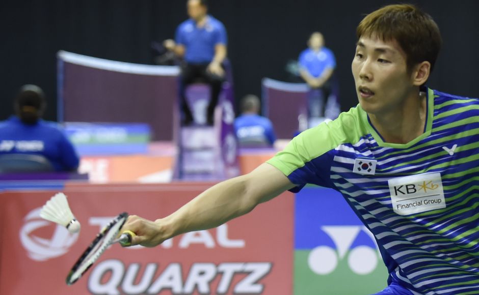 South Korea's Son Wan Ho though had to work harder to win against Finland's Kalle Koljonen as he won 21-14, 21-16 in 44 minutes. AFP South Korea's Son Wan Ho though had to work harder to win against Finland's Kalle Koljonen as he won 21-14, 21-16 in 44 minutes. AFP