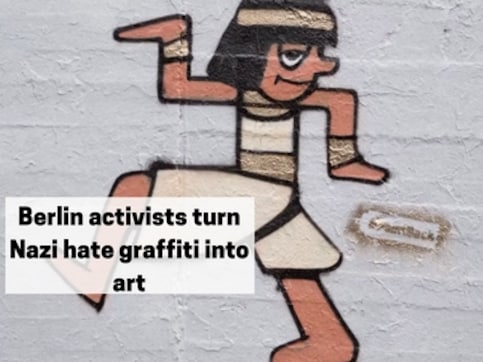 An owl, a mosquito, a rabbit with its tongue sticking out, watch how Berlin activists are turning Nazi hate graffiti into art An owl, a mosquito, a rabbit with its tongue sticking out, watch how Berlin activists are turning Nazi hate graffiti into art