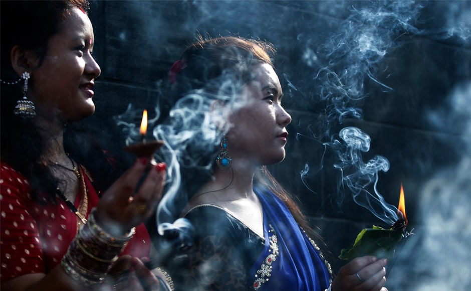 Women offering prayers are seen amid incense smoke at the Pashupatinath temple during Teej celebrations in Kathmandu. The festival culminates in 'Rishi Panchami' where women break their fast after performing the 'Sapta Rishi Puja'. AP Women offering prayers are seen amid incense smoke at the Pashupatinath temple during Teej celebrations in Kathmandu. The festival culminates in 'Rishi Panchami' where women break their fast after performing the 'Sapta Rishi Puja'. AP