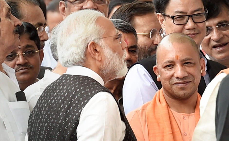 Prime Minister Narendra Modi and Uttar Pradesh Chief Minister Yogi Adityanath during the Vice Presidential election in the Parliament house, New Delhi. Modi congratulated Naidu on Twitter saying he is confident Naidu will 'serve the nation as a diligent and dedicated Vice President'. PTI Prime Minister Narendra Modi and Uttar Pradesh Chief Minister Yogi Adityanath during the Vice Presidential election in the Parliament house, New Delhi. Modi congratulated Naidu on Twitter saying he is confident Naidu will 'serve the nation as a diligent and dedicated Vice President'. PTI
