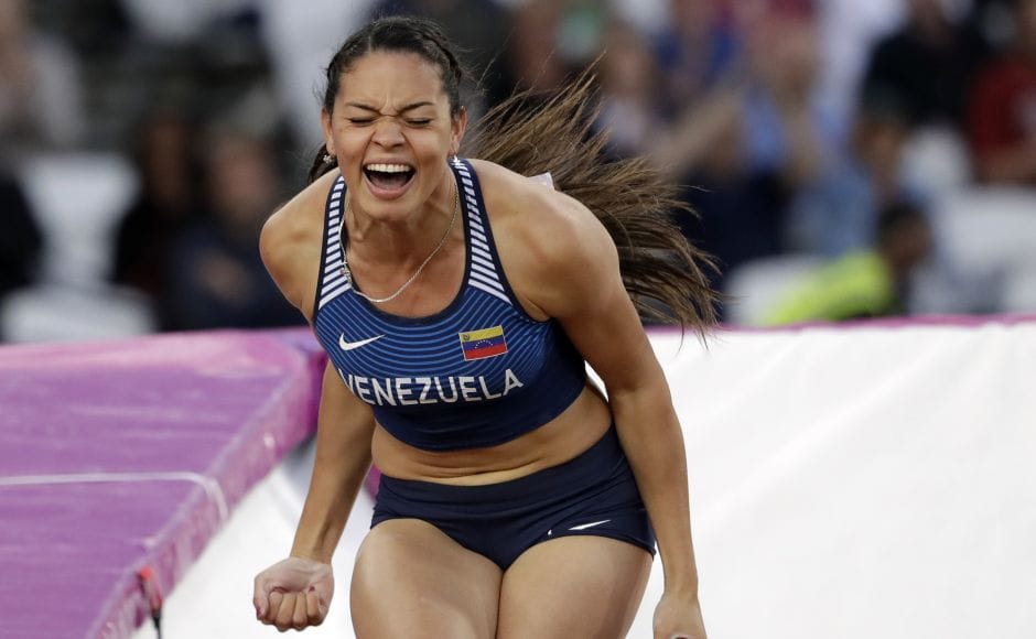 Venezuela's Robeilys Peinado during the pole vault final of the World Athletics Championships in London Venezuela's Robeilys Peinado during the pole vault final of the World Athletics Championships in London