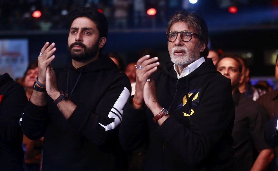 Bollywood superstar Amitabh Bachchan, his son Abhishek Bachchan and a string of other celebrities were among fans at the National Sports Club of India in Mumbai. AP Bollywood superstar Amitabh Bachchan, his son Abhishek Bachchan and a string of other celebrities were among fans at the National Sports Club of India in Mumbai. AP