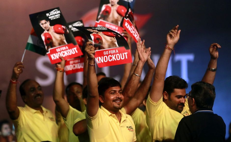 There were several Indian supporters cheering on Vijender Singh. AP There were several Indian supporters cheering on Vijender Singh. AP