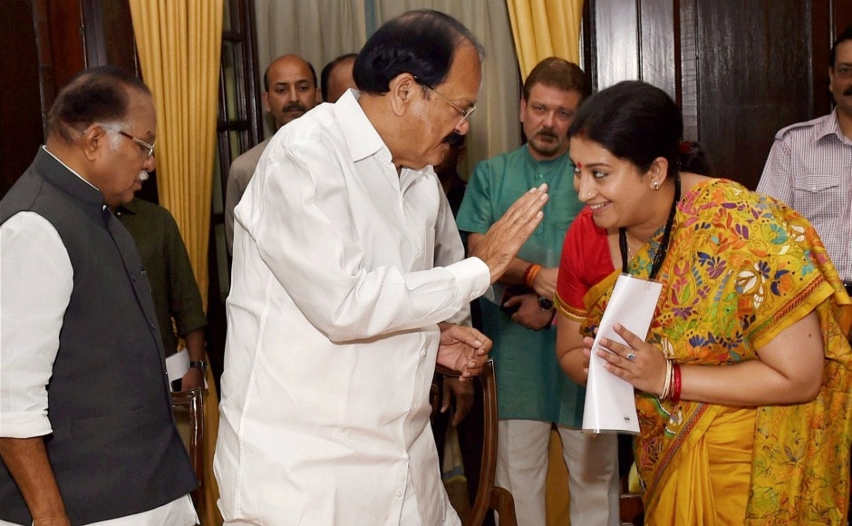 Rajya Sabha Chairman M Venkaiah Naidu administered the oath to Shah as well as Union minister Smriti Irani. Shah and Irani were both elected from Gujarat earlier this month. PTI Rajya Sabha Chairman M Venkaiah Naidu administered the oath to Shah as well as Union minister Smriti Irani. Shah and Irani were both elected from Gujarat earlier this month. PTI