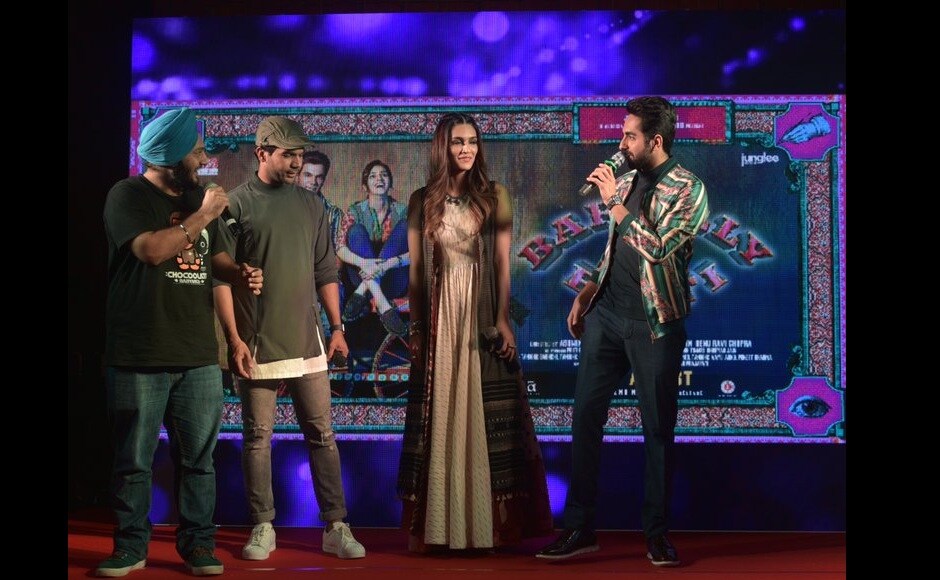 The cast of Bareilly Ki Barfi at the launch of their song 'Twist Kamariya'. Image from Twitter. The cast of Bareilly Ki Barfi at the launch of their song 'Twist Kamariya'. Image from Twitter.