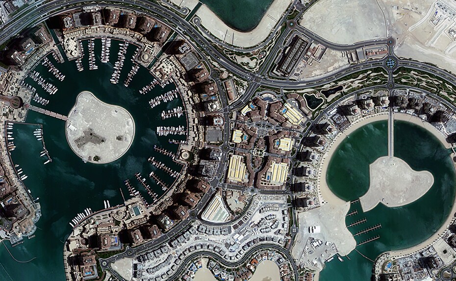 Doha, Qatar imaged by the CartoSat 2 series satellite. Image: ISRO Doha, Qatar imaged by the CartoSat 2 series satellite. Image: ISRO