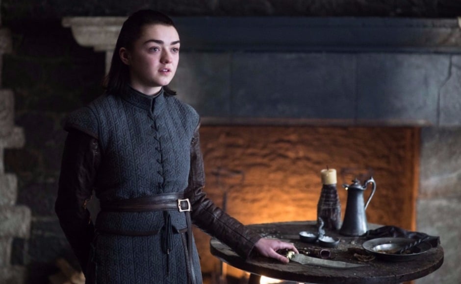 Later, Sansa finds Arya's bag of 'faces' and there's a sinister showdown of sorts between the Stark sisters. Image via HBO Later, Sansa finds Arya's bag of 'faces' and there's a sinister showdown of sorts between the Stark sisters. Image via HBO