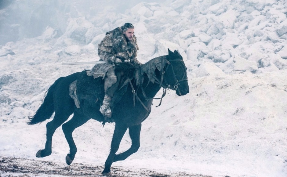 Jon rides hard for Eastwatch. Image via HBO Jon rides hard for Eastwatch. Image via HBO