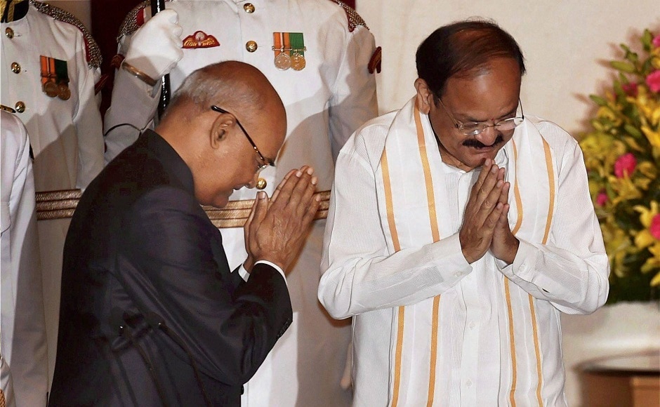 President Ram Nath Kovind administered the oath of office to the former Bharatiya Janata Party leader in Hindi. PTI President Ram Nath Kovind administered the oath of office to the former Bharatiya Janata Party leader in Hindi. PTI