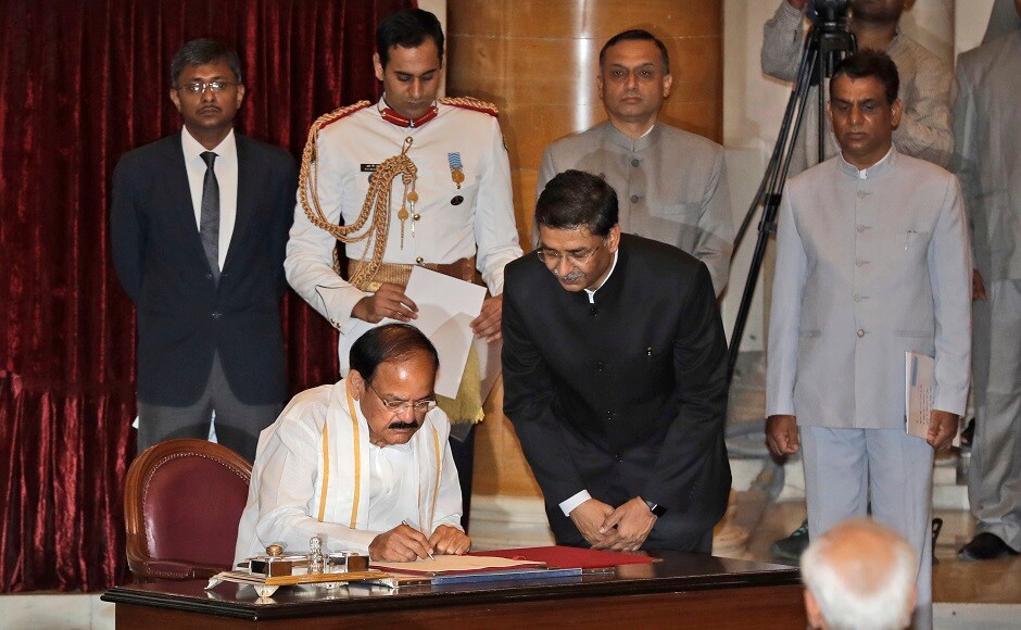 Nominated by the ruling BJP-led National Democratic Alliance, Naidu won the 5 August poll defeating former West Bengal Governor and Mahatma Gandhi's grandson Gopalkrishna Gandhi. AP Nominated by the ruling BJP-led National Democratic Alliance, Naidu won the 5 August poll defeating former West Bengal Governor and Mahatma Gandhi's grandson Gopalkrishna Gandhi. AP