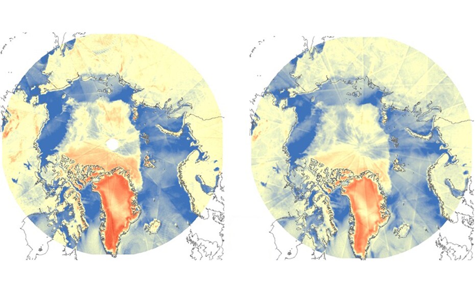 The Arctic circle imaged by the ScatSat-1. Image: ISRO The Arctic circle imaged by the ScatSat-1. Image: ISRO