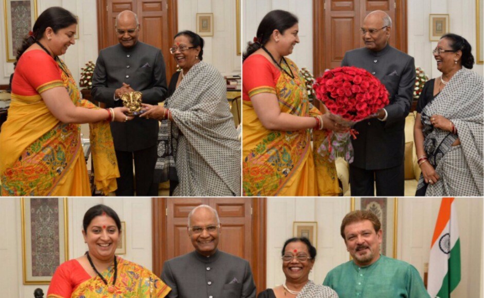 Smriti Irani also called on President Ram Nath Kovind and extended Ganesh Chaturthi greetings to him and his family after taking oath as a member of Rajya Sabha. Twitter @Smriti Irani Smriti Irani also called on President Ram Nath Kovind and extended Ganesh Chaturthi greetings to him and his family after taking oath as a member of Rajya Sabha. Twitter @Smriti Irani